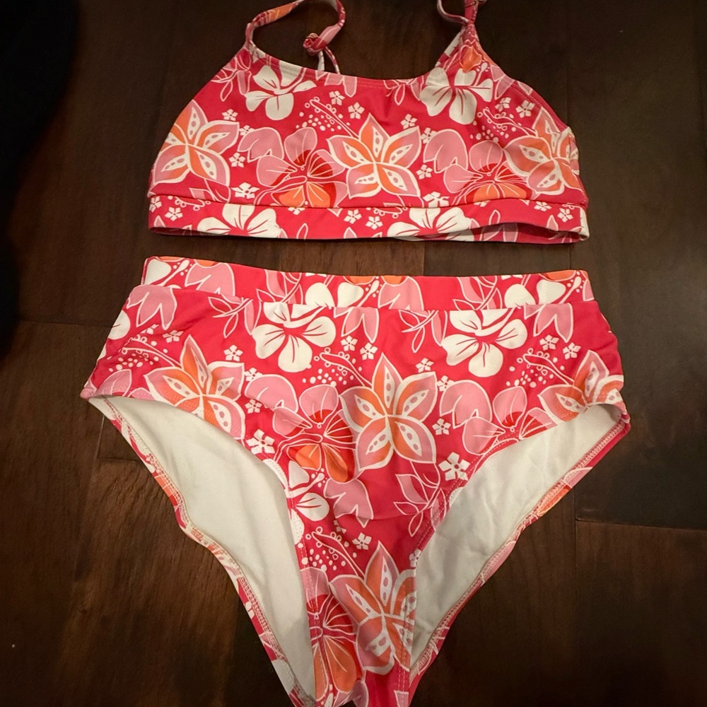 Floral Pink and Orange Swim Set